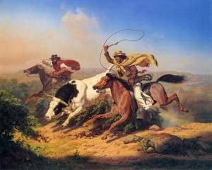 Art prints of Vaqueros Roping a Steer, 1866 by Charles Christian Nahl