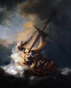 Art prints of Christ in the Storm on the Lake of Galilee by Rembrandt van Rijn
