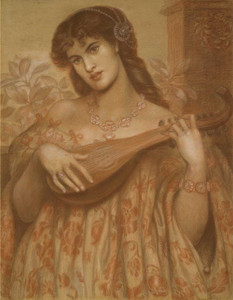 Art prints of The Mandolin Player by Dante Gabriel Rossetti