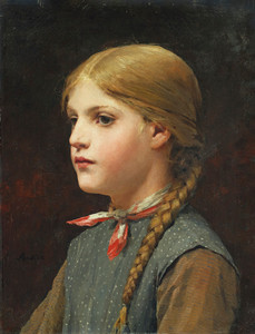 Art Prints of Half-length portrait of a girl by Albert Anker