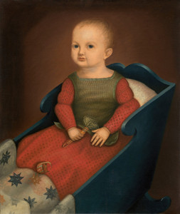 Art Prints of Baby in a Blue Cradle by 19th Century American Artist