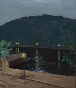 Art Prints of Night Lights Reflecting Off the Danube by Akseli Gallen-Kallela