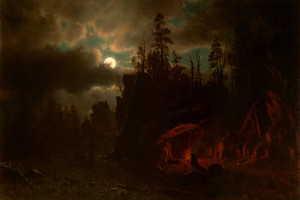 Art Prints of The Trapper's Camp by Albert Bierstadt