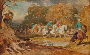 Art Prints of Hunting Under Louis XV, Sketch by Alfred de Dreux