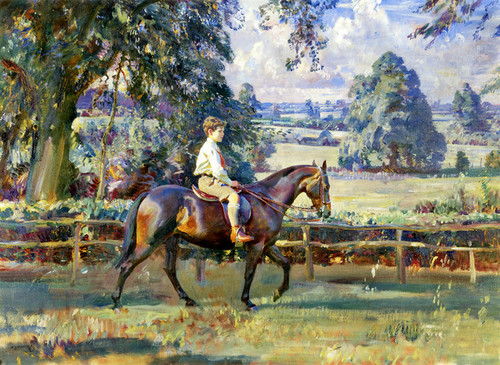 Art Prints of A Boy and His Pony, Daffern Seal on Canary by Alfred James Munnings