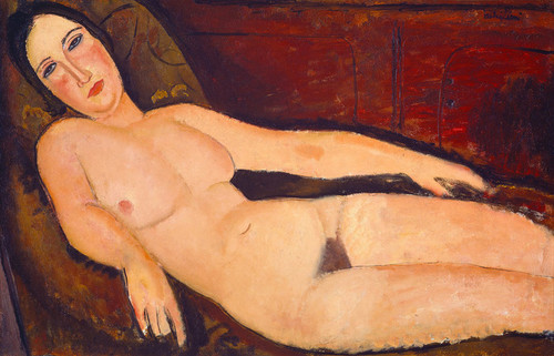 Art Prints of Nude on a Divan by Amedeo Modigliani