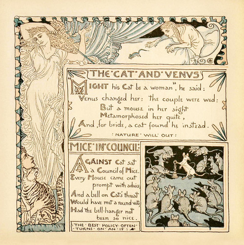 Art Prints of The Cat and the Venus & Mice in Council, Aesop's Fables