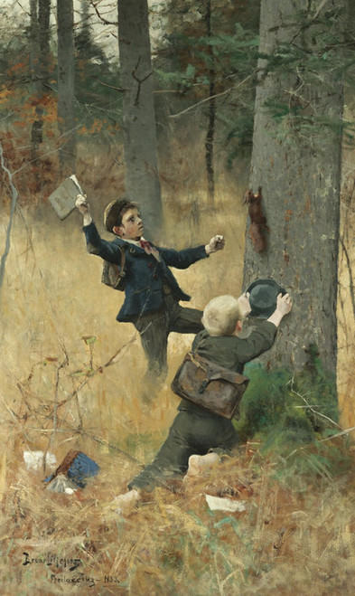 Art Prints of The Squirrel Catchers by Bruno Liljefors