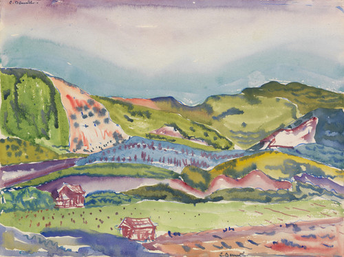 Art Prints of Mountain with Red House by Charles Demuth
