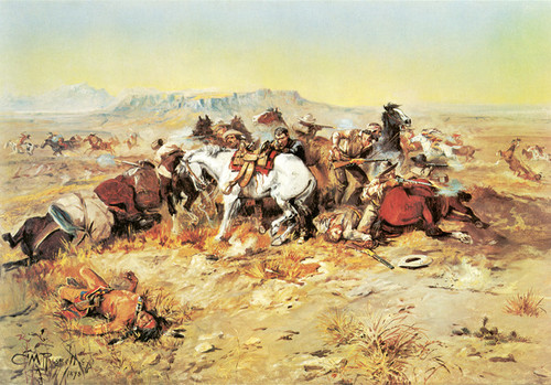 Art Prints of A Desperate Stand by Charles Marion Russell