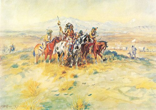 Art Prints of Intercepted Wagon Train by Charles Marion Russell