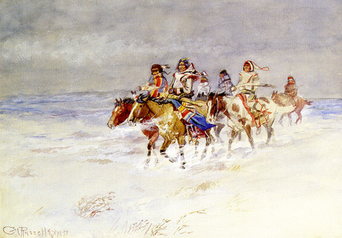 Art Prints of War Party in Winter by Charles Marion Russell