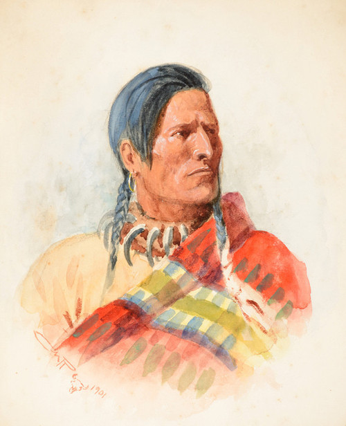 Art Prints Of Indian Portrait By Charles Marion Russell