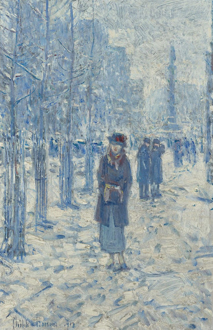 Art Prints of Kitty Walking in Snow by Childe Hassam