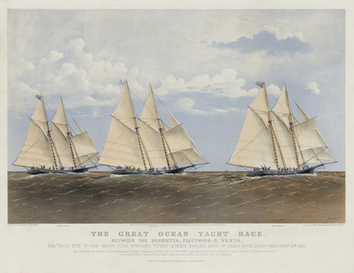 Art Prints of Great Ocean Yacht Race, Henrietta Fleetwing and Vesta by Currier & Ives