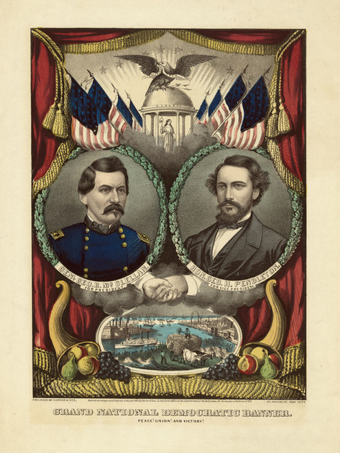 Art Prints of US Democratic Presidential Ticket, Mcclellan and Pendleton by Currier & Ives