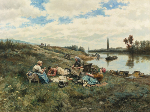 Art Prints of After Lunch, Banks of the Seine by Daniel Ridgway Knight