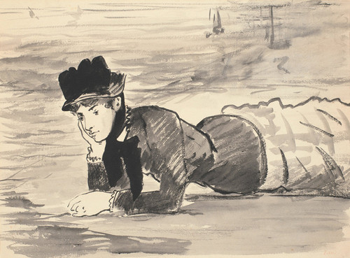 Art Prints of Woman Lying on the Beach, Annabel Lee by Edouard Manet