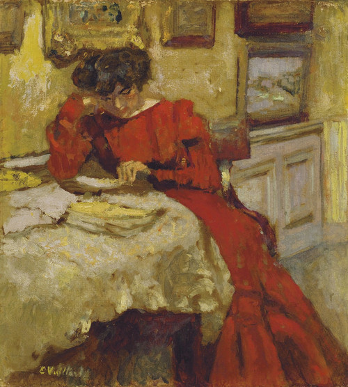 Art Prints of Mrs. Hessel Reading in a Red Dress by Edouard Vuillard