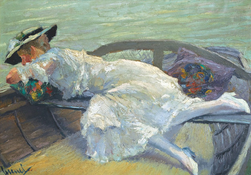 Art Prints of Girl in a Boat by Edward Cucuel