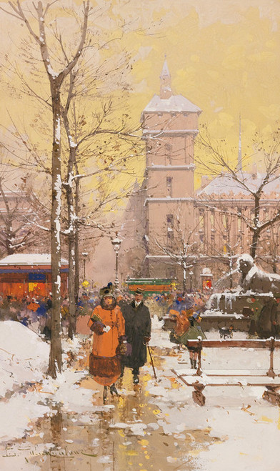 Art Prints of Chatelet and Concierge in Snow by Eugene Galien-Laloue