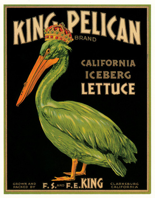 Art Prints of 032 King Pelican Lettues, Fruit Crate Labels