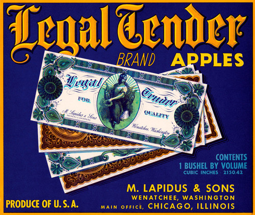 Art Prints of 055 Legal Tender Apples, Fruit Crate Labels