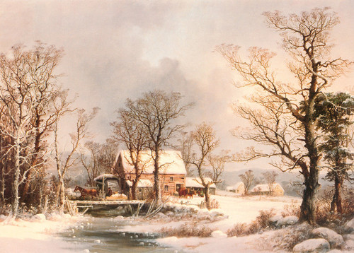 Art Prints of Winter in the Country, the Old Grist Mill by George Henry Durrie