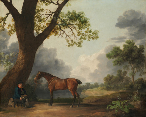 Art Prints of Third Duke of Dorset's Hunter with a Groom and a Dog by George Stubbs