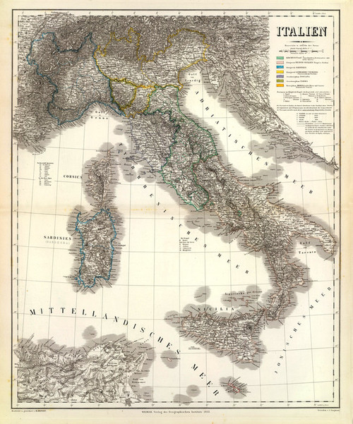 Art Prints of Italy, 1853 (2077027) by Heinrich Kiepert and Geographisches Institut