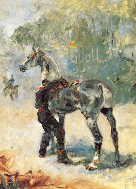 Art Prints of Artilleryman Saddling His Horse by Henri de Toulouse-Lautrec