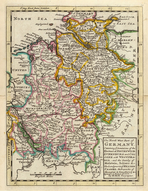 Art Prints of The Northwest Part of Germany, 1736 (5580014) by Herman Moll