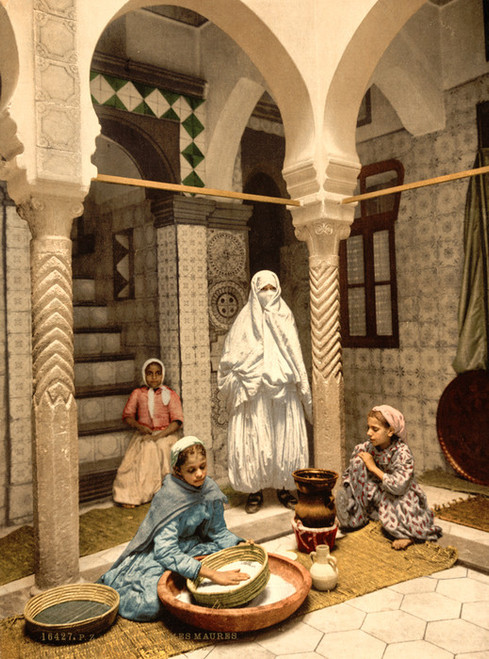 Art Prints of Moorish Women Preparing Couscous, Algiers, Algeria (387103)