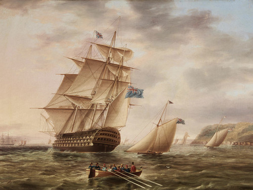 Art Prints of British Ship of the Blue Fleet Sailing by James Edward Buttersworth