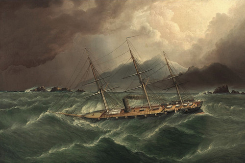Art Prints of Packet Ship in a Storm, Tierra del Fuego by James Edward Buttersworth