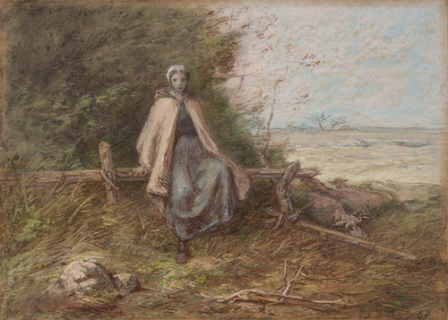 Art Prints of Shepherdess by Jean-Francois Millet