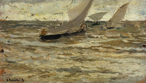 Art Prints of Boats on the Asturias by Joaquin Sorolla y Bastida