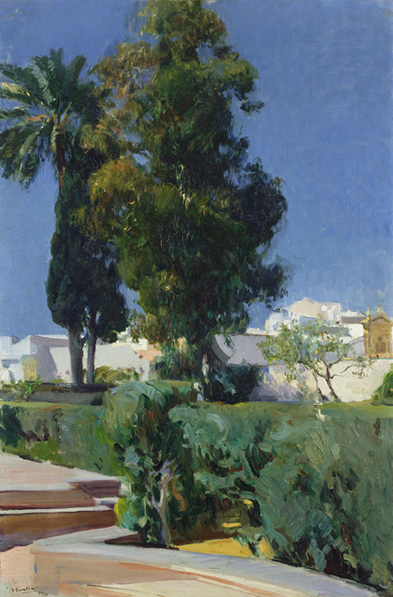 Art Prints of Corner of the Garden, Alcazar, Sevilla by Joaquin Sorolla y Bastida