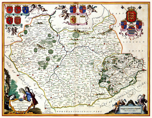 Art Prints of Leicester and Rutlandshire, 1646 (330) by Johannes Jannsonius