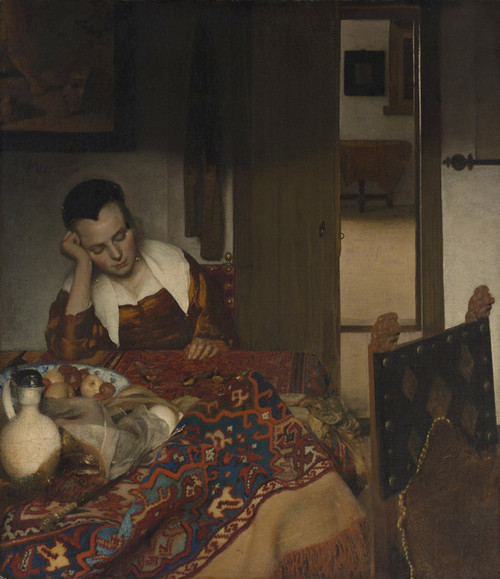 Art Prints of A Maid Asleep by Johannes Vermeer