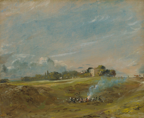 Art Prints of Hampstead Heath with a Bonfire by John Constable