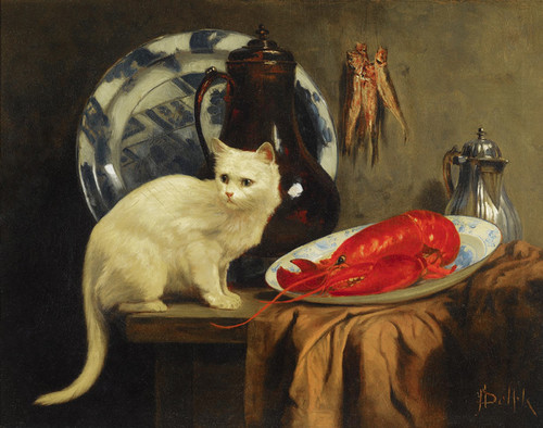 Art Prints of Still Life with Cat and Lobster by John Henry Dolph