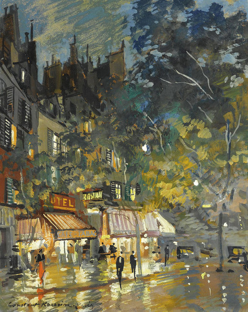 Art Prints of Paris Cafe at Night by Konstantin Alexeevich Korovin