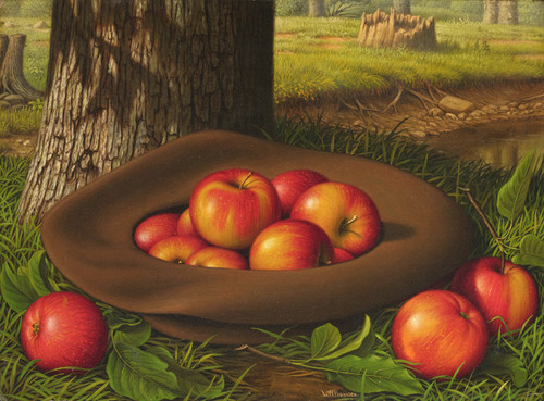 Art Prints of Still Life with Apples in a Hat by Levi Wells Prentice