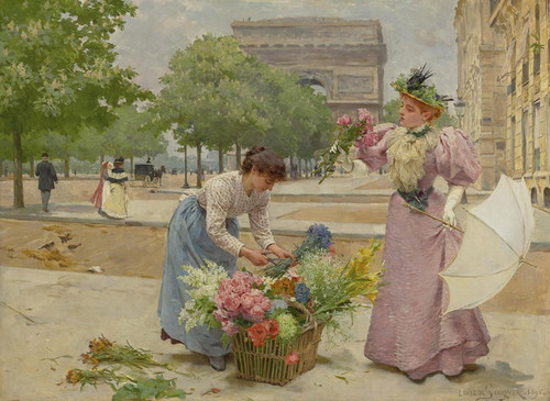 Art Prints of The Flower Seller on the Champs Elysees II by Louis Marie de Schryver