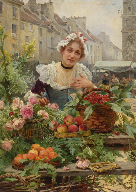 Art Prints of The Flower Seller II by Louis Marie de Schryver