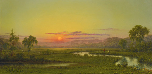 Art Prints of Two Fishermen in the Marsh at Sunset by Martin Johnson Heade