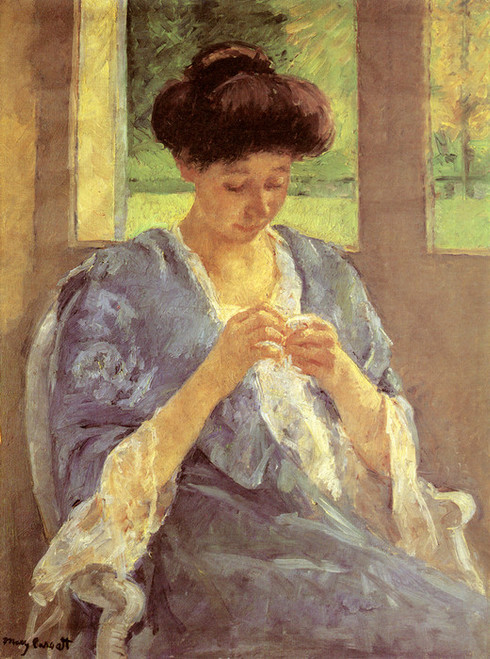 Art Prints of Augusta Sewing before a Window by Mary Cassatt