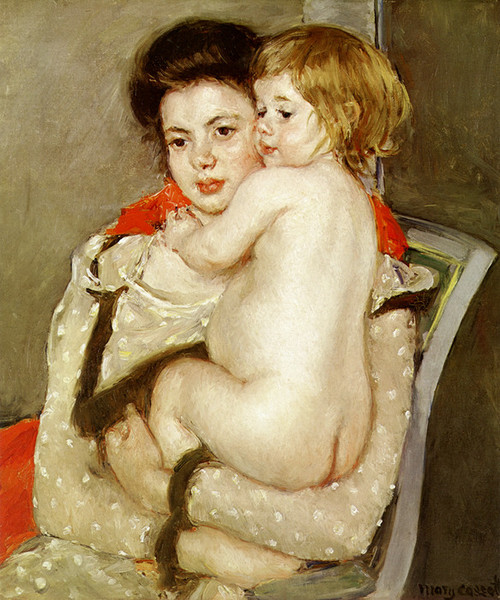 Art Prints of Reine Lefebvre Holding a Nude Baby by Mary Cassatt