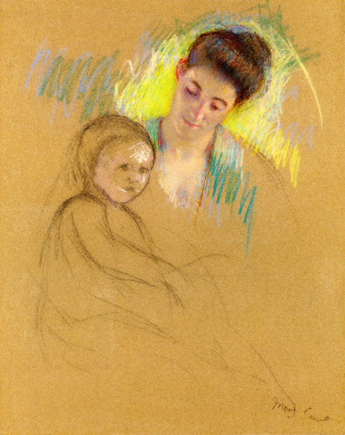 Art Prints of Sketch of Mother Jeanne Looking Down at Her Baby by Mary Cassatt